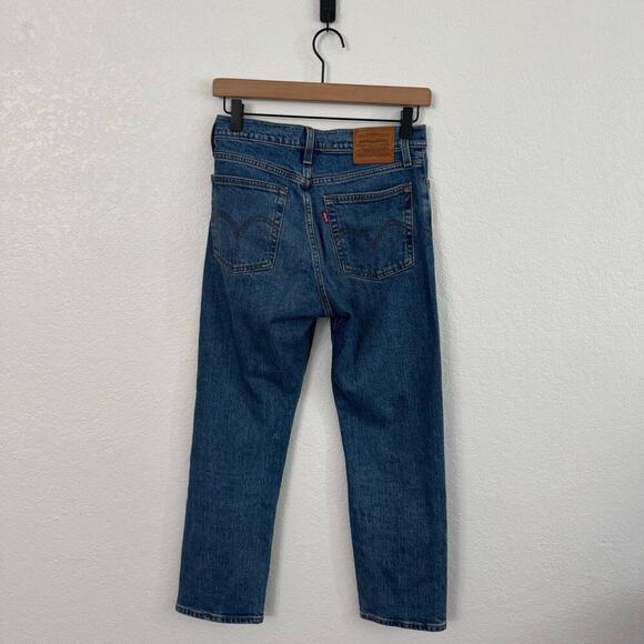 Levi's Wedgie High-Rise Button Fly Straight Crop Denim Jeans Jive Sound Blue 25 - Picture 9 of 13